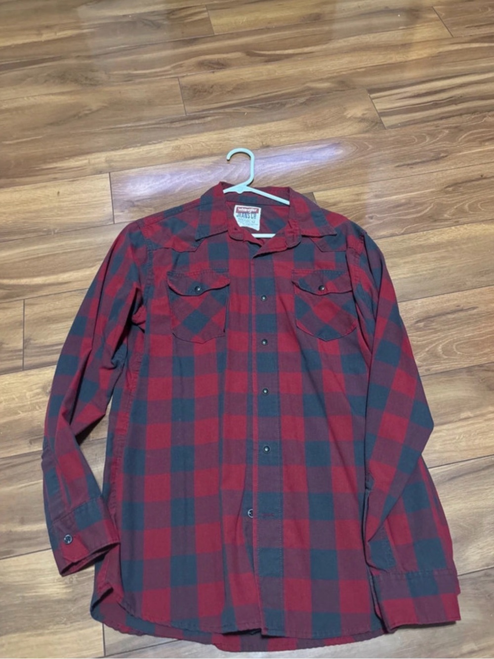 Men's Red and Black Buffalo Plaid Button-Up Shirt